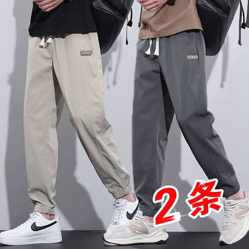 品牌男装冰丝裤子男2026夏季新款薄款男士束脚裤时尚潮流休闲长裤