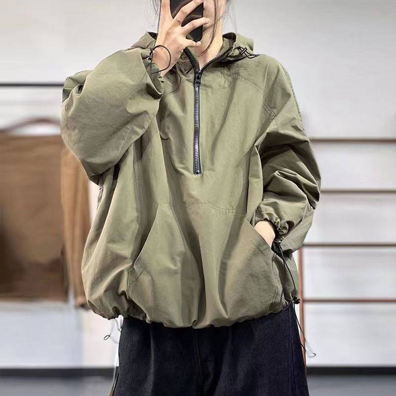 大码情侣款冲锋衣女春秋宽松休闲高级感个性潮牌工装男女风衣外套
