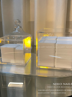 NEKO NK独家定制 极简主义 亚克力高透收纳翻盖防尘美甲棉片盒