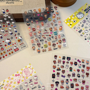 NEKO NK「Kitty贴纸合集」卡通凯蒂猫三丽鸥黑皮豹纹樱花美甲贴纸