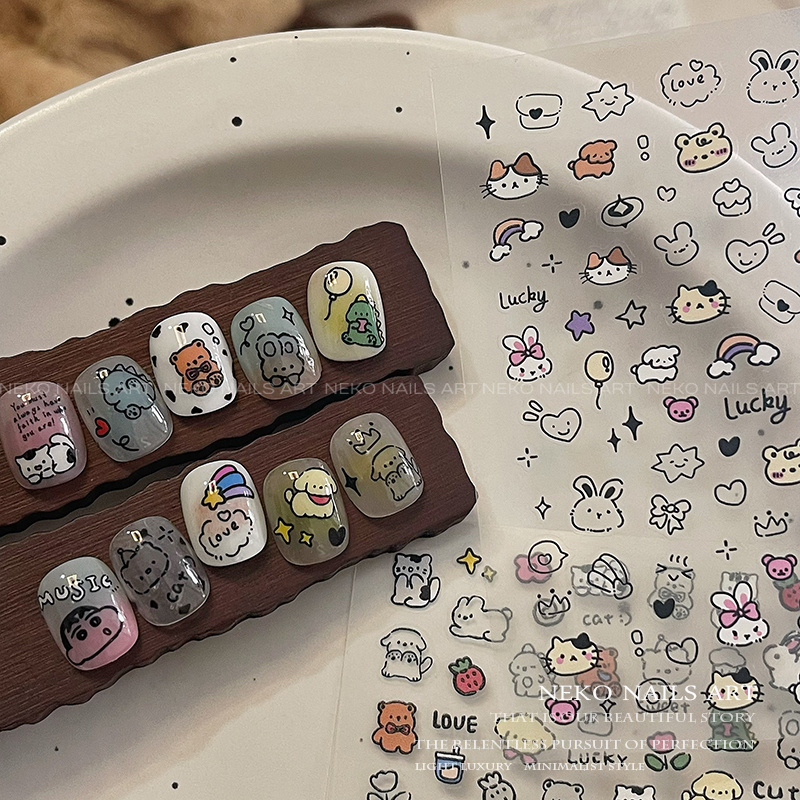 NEKONK童趣ins涂鸦卡通美甲贴纸