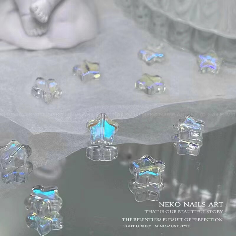 NEKONK幻彩水晶五角星美甲饰品