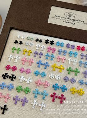 NEKO NK「糖果克罗心」彩色y2k马卡龙十字架大小尺寸金属美甲饰品
