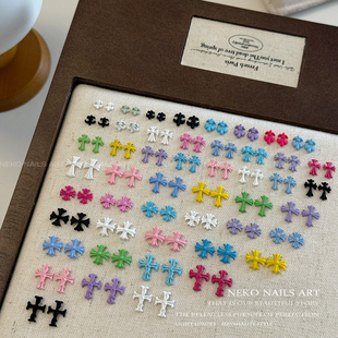NEKO NK「糖果克罗心」彩色y2k马卡龙十字架大小尺寸金属美甲饰品