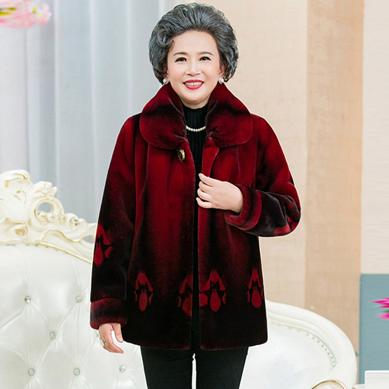 清仓特价妈妈装冬季外套中老年人貂绒皮草富贵红貂绒奶奶装衣服