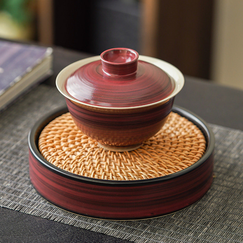 带盖单个仿古轻奢工艺山楂红茶具