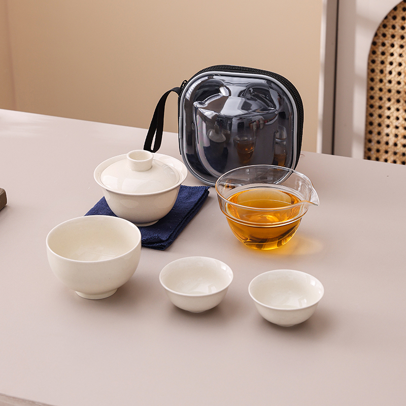 复古奶油风旅行茶具套装