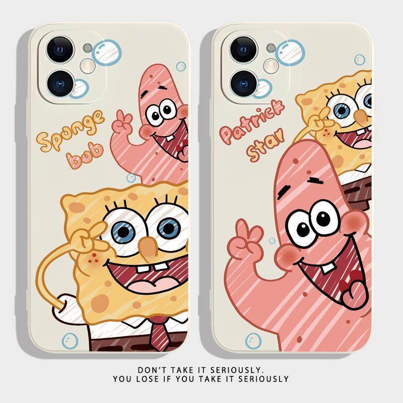 海绵宝宝情侣手机壳适用于苹果13适用华为nova9硅胶小米12全包reno8软壳