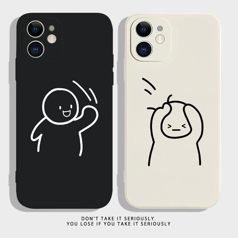 敲脑袋搞怪适用于苹果14pro荣耀70华为小米12pro适用iQOO10情侣手机壳50