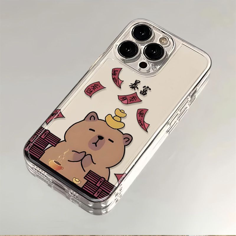 暴富卡皮巴拉适用于苹果15PROMax/14/13/12太空壳硅胶iPhoneXS手机壳