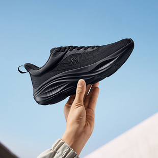 361春季男鞋网面运动鞋男款厚底缓震休闲网鞋增高黑色跑步鞋男士
