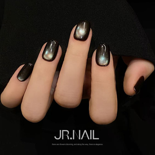 【黑曜石】纯手工穿戴甲短款软甲极光黑色棕色猫眼2025新款日常