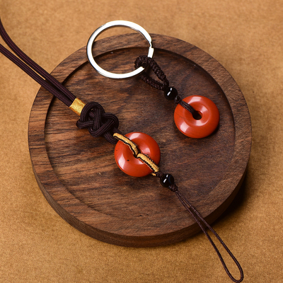 红竹石平安扣吊坠石碑苦情痣影子石钥匙扣情侣饰品手机