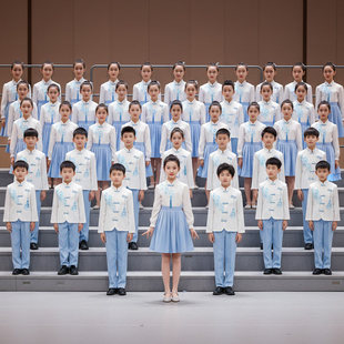 儿童初中小学生女童中国风大合唱团诗歌爱国朗诵演讲比赛演出服装