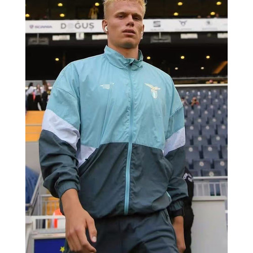 意大利拉齐奥男球队款运动宽松落肩春秋双层出场立领拉链外套卫衣