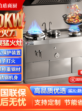 铂盾家宴猛火灶别墅会所加厚不锈钢燃气家用文武火爆炒静音节能灶