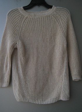 美国品牌MNG女装麻棉厚实套头毛衣 九分袖 908