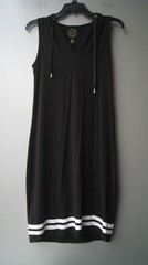 美国品牌妹家 女装人造丝弹力连帽连衣裙 黑色XS码