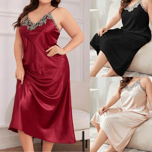 Large size ice silk sling nightdress XL5XL fat lady Pajamas