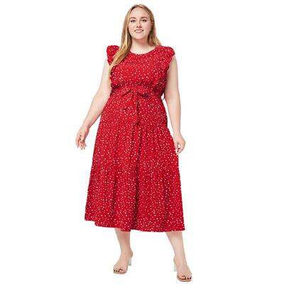 Summer fashion fly Sleeve Ruffles Medium Long Vacation Dress