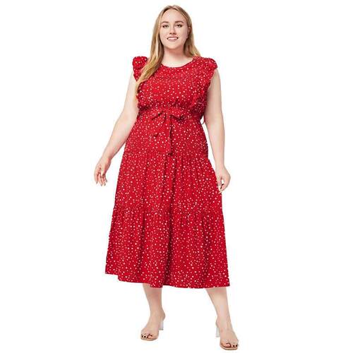 Summer fashion fly Sleeve Ruffles Medium Long Vacation Dress