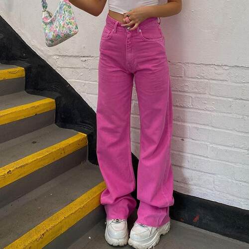 High waisted loose fitting wide leg pants 牛仔高腰宽松阔腿裤
