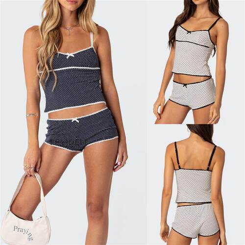 Two piece set of sexy shorts with suspender top