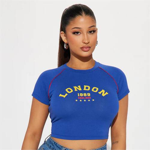 Slim fit letter printed top Y2K Tshirt