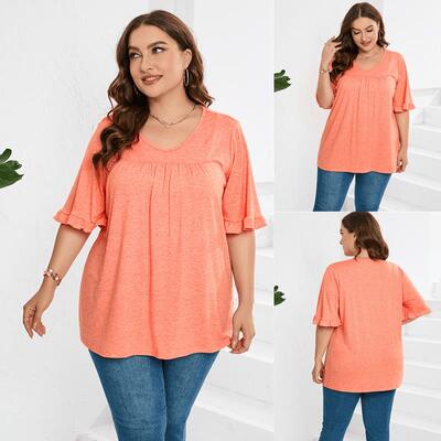 Plus size summer Loose tshirt women short sleeved tops 大码