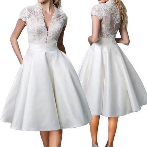 Solid Vneck lace high waisted dress 纯色V领无袖蕾丝高腰礼服