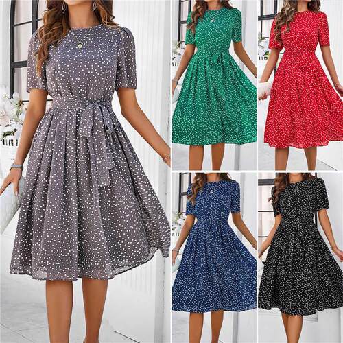 Summer 2024 new style temperament leisure wave point dress女