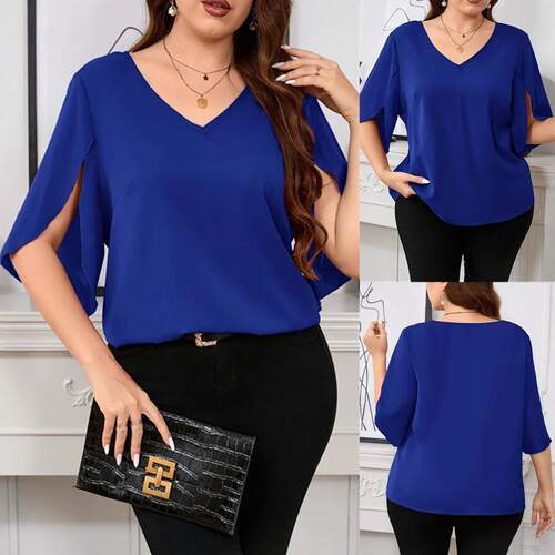 Fashion Plus size women Tshirt Vneck top大码女装上衣T恤5XL