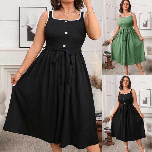Summer plus size women dress XL4XL大码吊带露背长裙连衣裙女