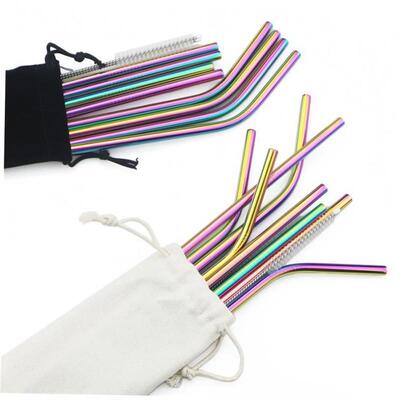 Metal Drinking Straw  Stainless Steel Colorful Straws Reusab