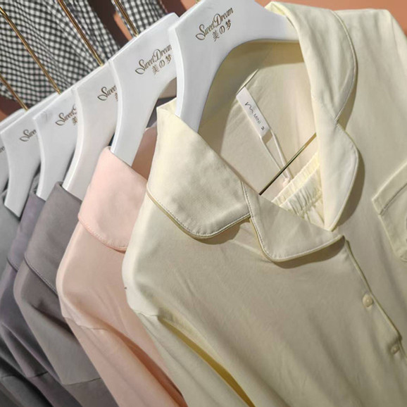 米妮戴尔2026年男女家居服莱赛尔面料情侣睡衣薄款长袖休闲翻领款