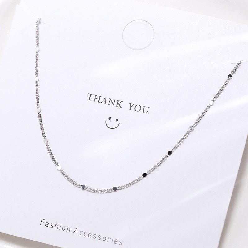 百搭时尚女性925纯银侧身圆片单链随意配精致大方