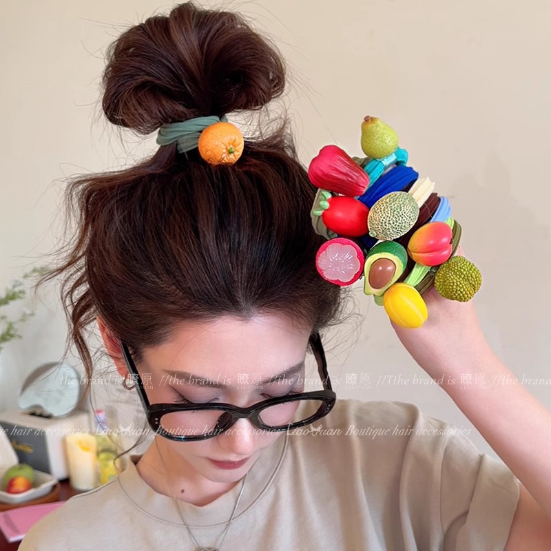 C位可爱~水果橡皮筋扎头女高级感发绳高弹力耐用头绳发圈2025新款