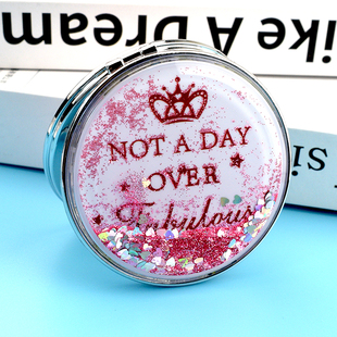 流沙镜子双面折叠镜放大随身化妆镜迷你超清折叠镜商务礼品