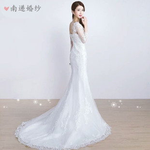 出租婚纱礼服新娘2026新款韩式长袖收腰鱼尾小拖尾显瘦修身租赁