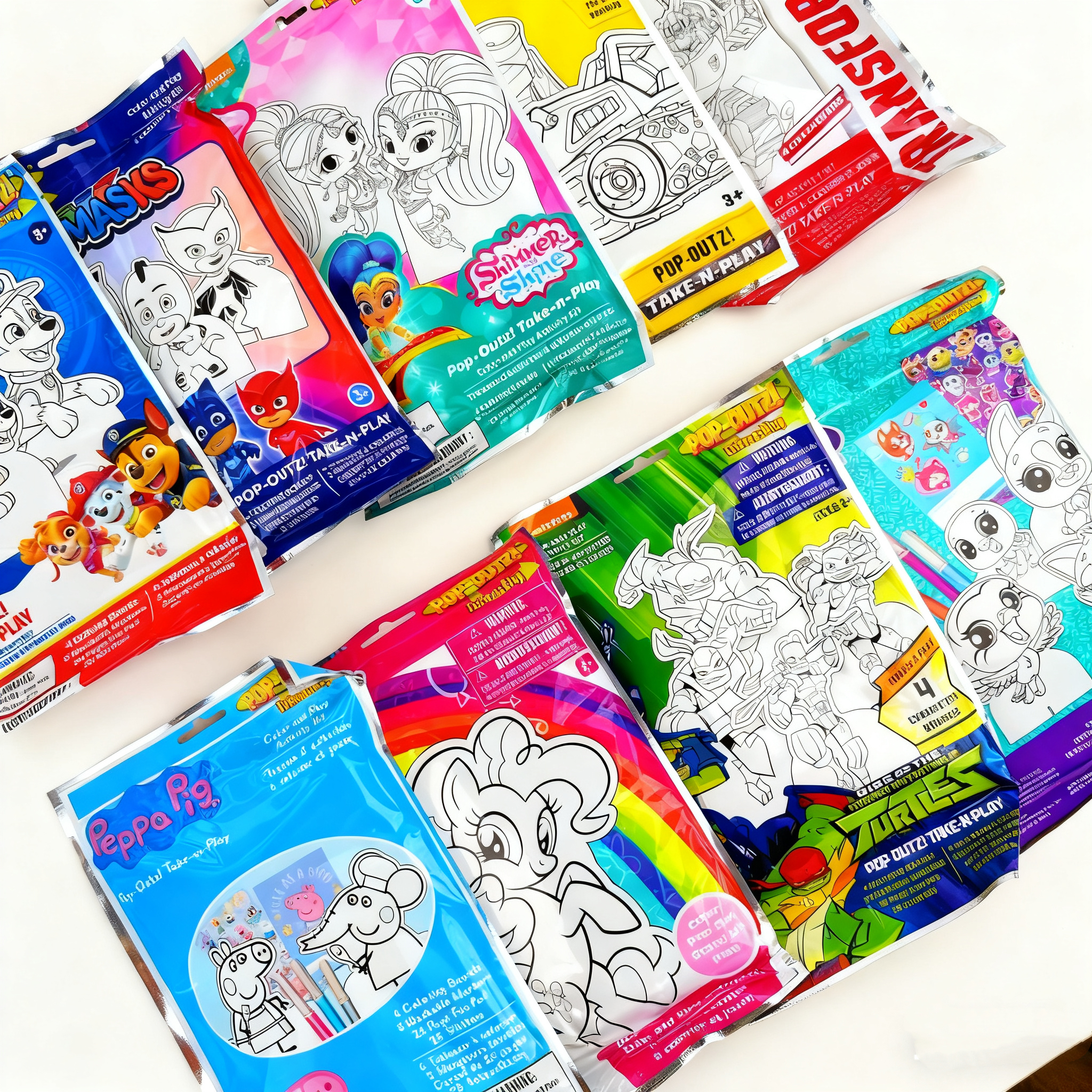 出口涂色立卡DIY手工狗狗佩奇睡衣英雄小礼品分享玩具幼儿园英文