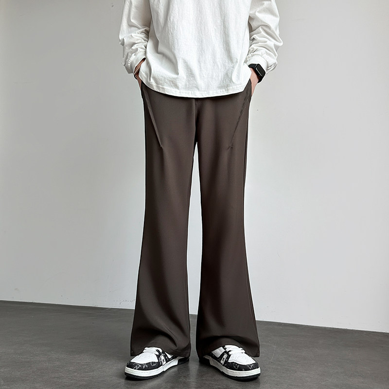 韩风轻熟廓形设计感微喇小西裤男装夏季黑色西装裤子垂感休闲直筒