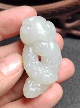 和田玉烟灰色烟紫色黄瓜如意吊坠挂件男女款式玉佩冰底飞黄腾达