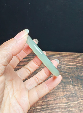 和田玉青白玉飘花手镯52mm+圆条