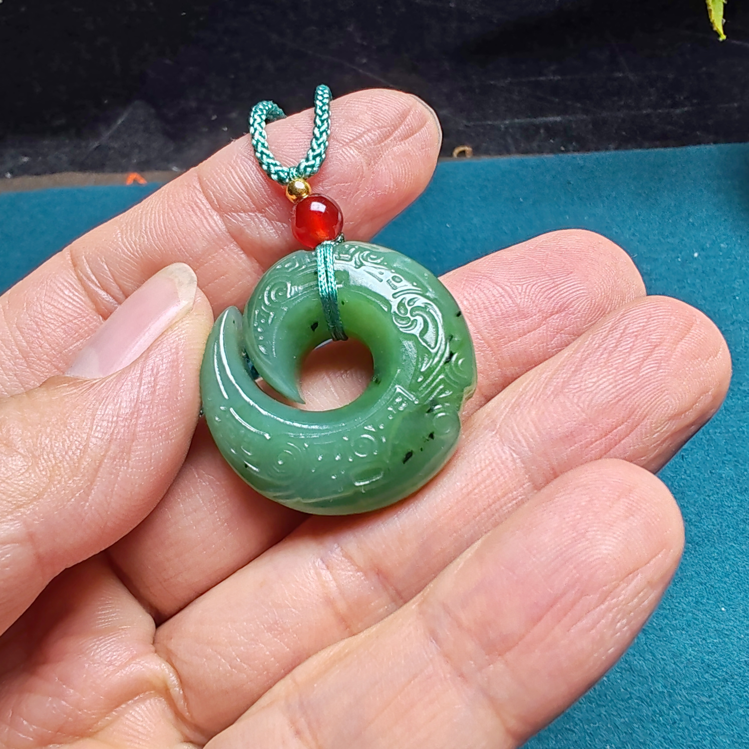 和田玉碧玉仿古轮回怀古吊坠挂件毛衣坠苏工精品男女国风时来运转