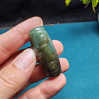 新疆和田玉且末蓝调糖玉九眼天珠吊坠挂件男女藏式国风时来运转