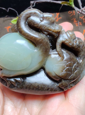 和田玉糖青白玉双鹅荷叶把件苏工精品高档细腻油润男女国风鹅如意