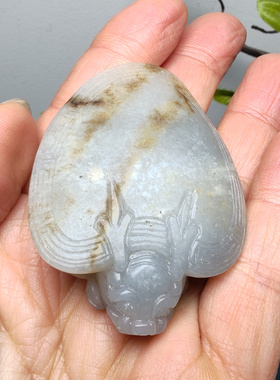 新疆和田玉籽玉青花墨玉龙龟小手把件苏工精品油润男女国风荣归