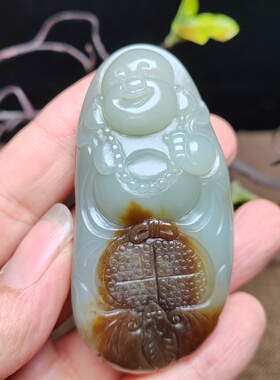 佛引福来手把件和田玉且末糖