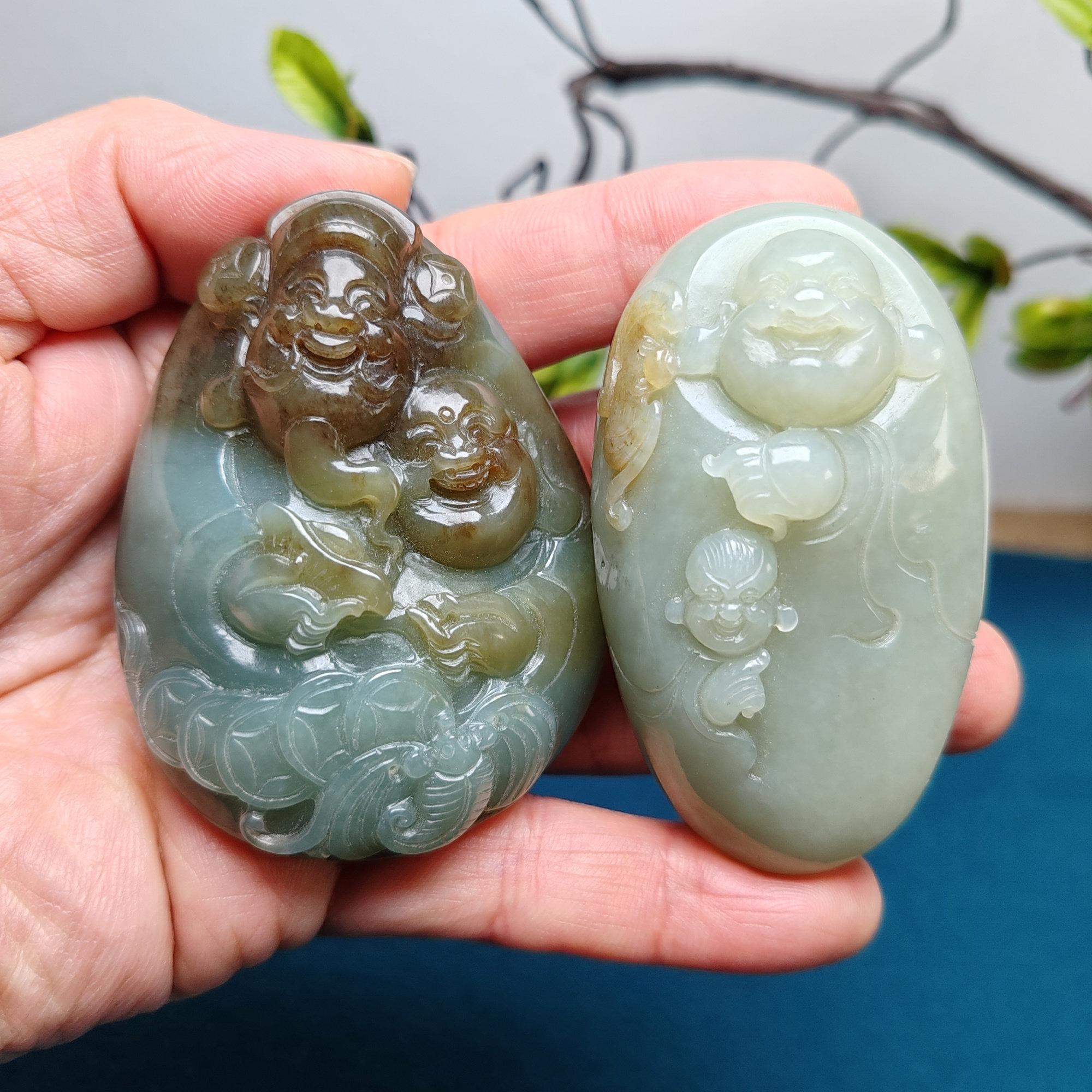 新疆和田玉佛头且末糖玉佛财神童子罗汉寿星佛魔手把件一念之间
