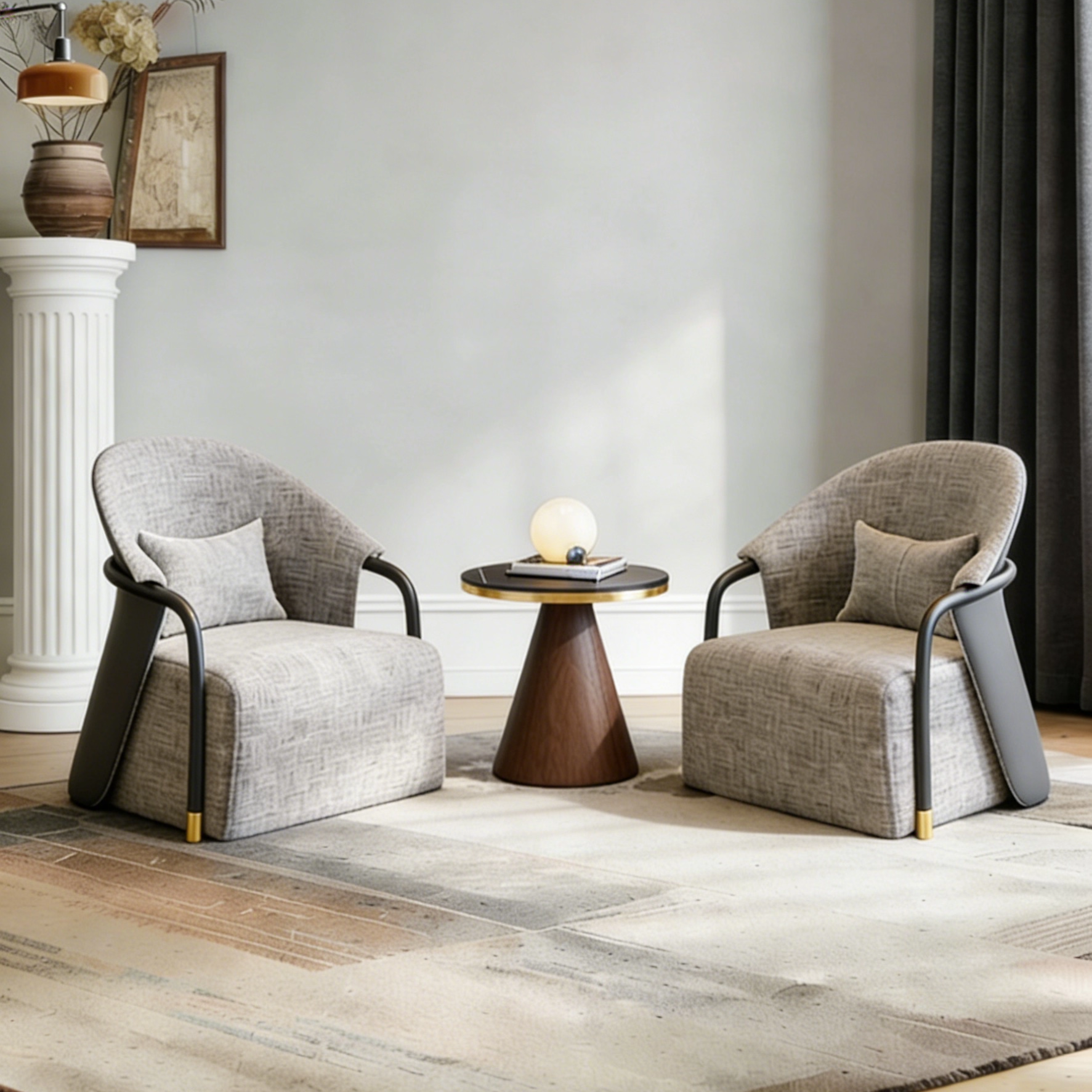 新中式洽谈沙发桌椅单人轻奢售楼处茶楼酒店会所接待室休闲沙发椅